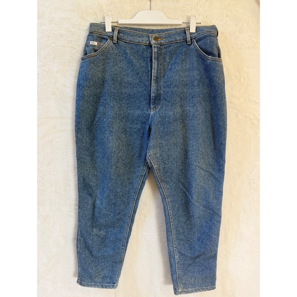Lee Vintage High Waisted Tapered Leg Jeans Medium Wash Denim Mom Fit 35x26